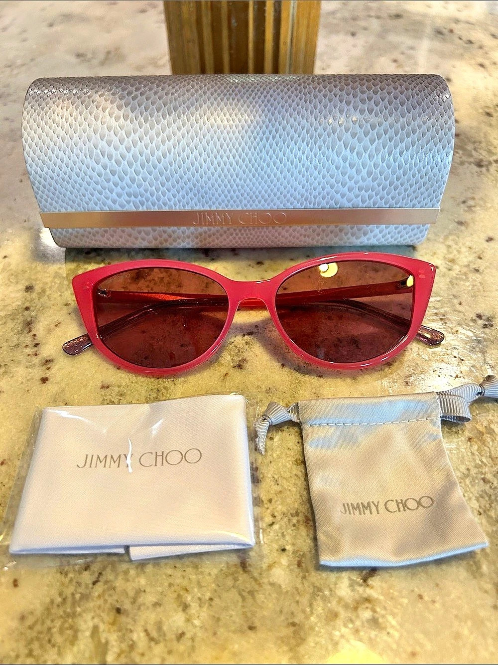 Jimmy Choo Pink & Brown Cateye Sunglasses
